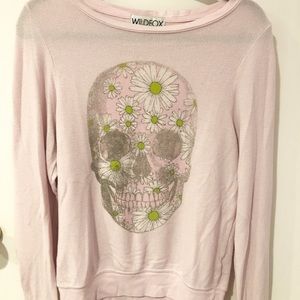 Wildfox: Daisy skull Baggy Beach Jumper